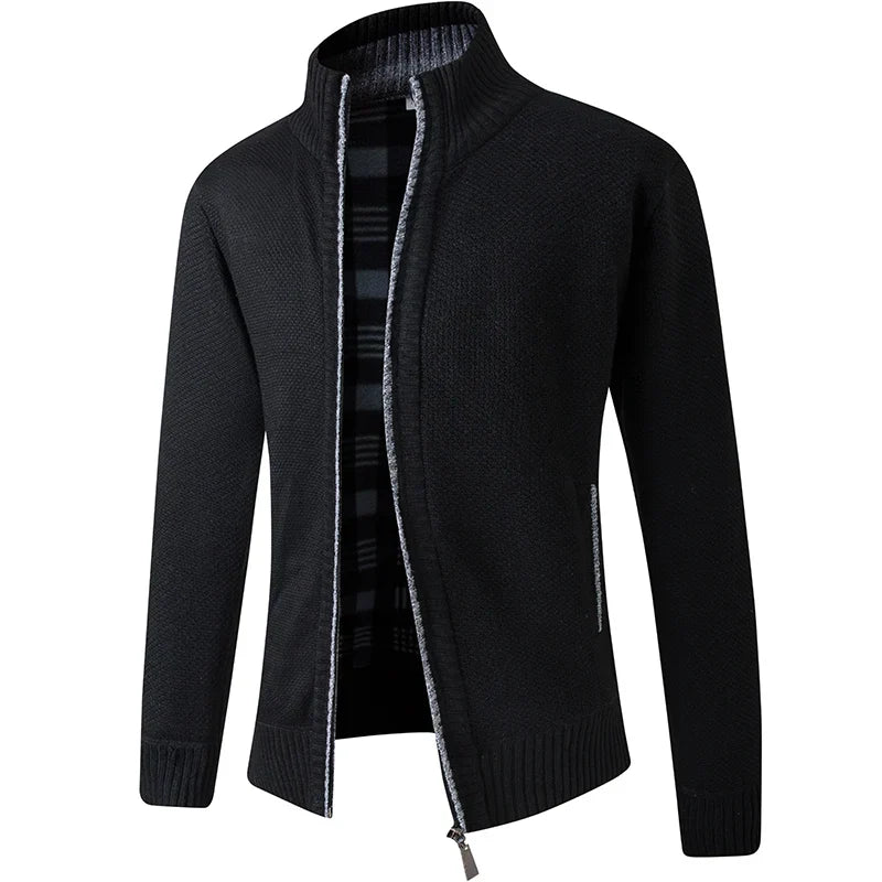 Men Sweater Cardigan Blazer Autumn/Winter Fleece Thick Warm Loose Zip Up