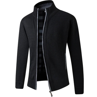 Men Sweater Cardigan Blazer Autumn/Winter Fleece Thick Warm Loose Zip Up