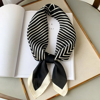 Luxury Brand Silk Satin Square Plaid Scarf