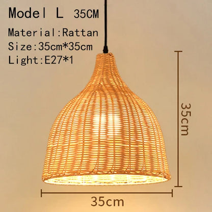 Bamboo Hand Knitted Wood Rattan Creative Hanging Lamp Light Fixture