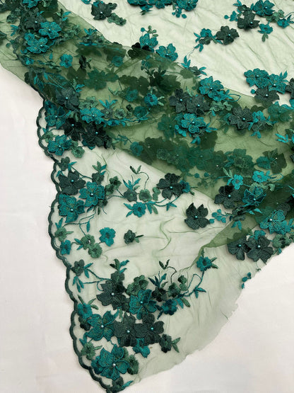 Multi Color 3d floral Daisy Design Embroider Lace 54" Wide| New Creations Fabric & Foam Inc.