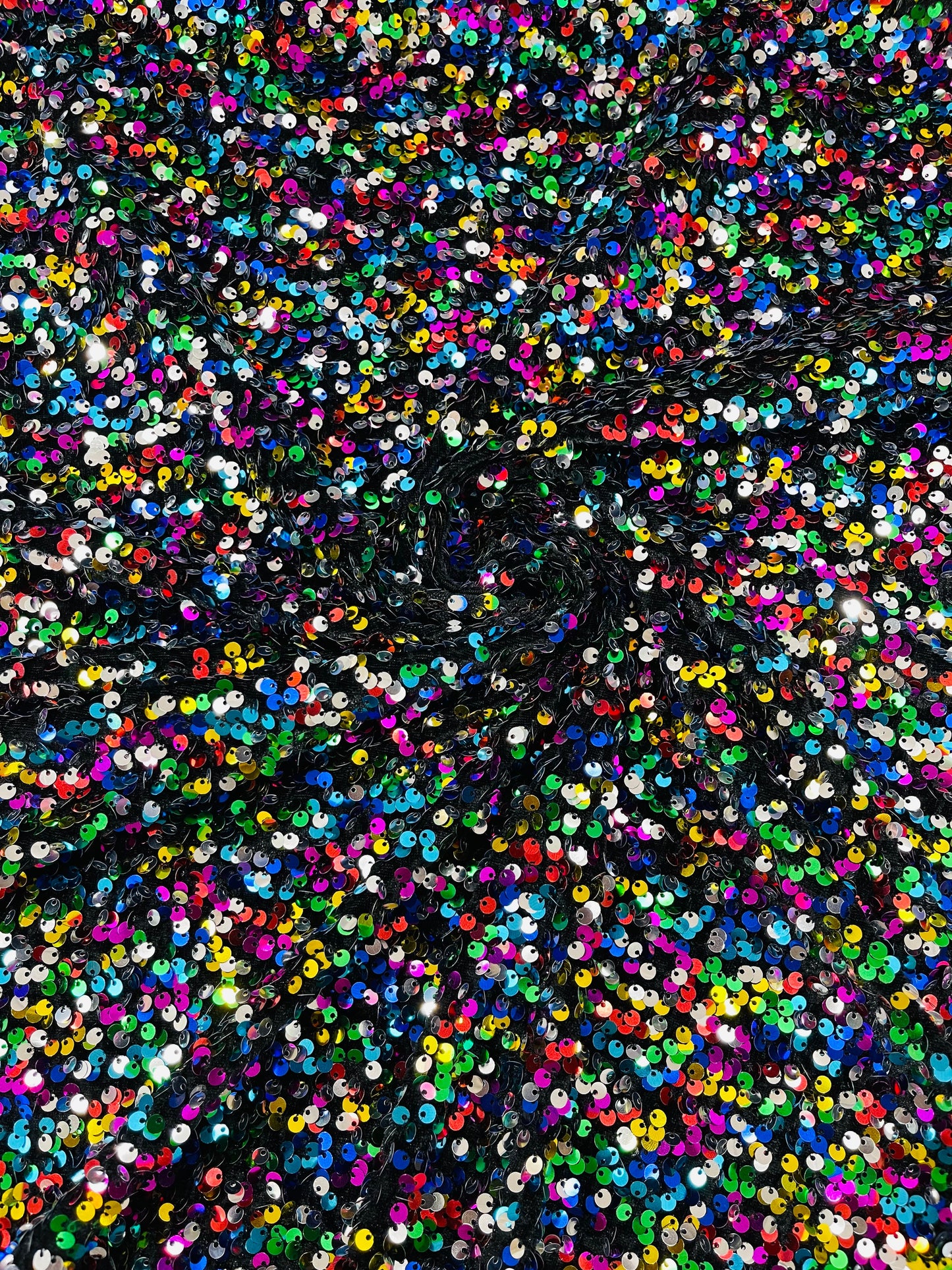 All-Over 5mm Shiny Sequins Stretch Velvet 54" Wide| New Creations Fabric & Foam Inc.