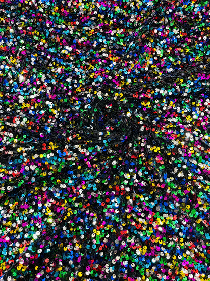 All-Over 5mm Shiny Sequins Stretch Velvet 54" Wide| New Creations Fabric & Foam Inc.