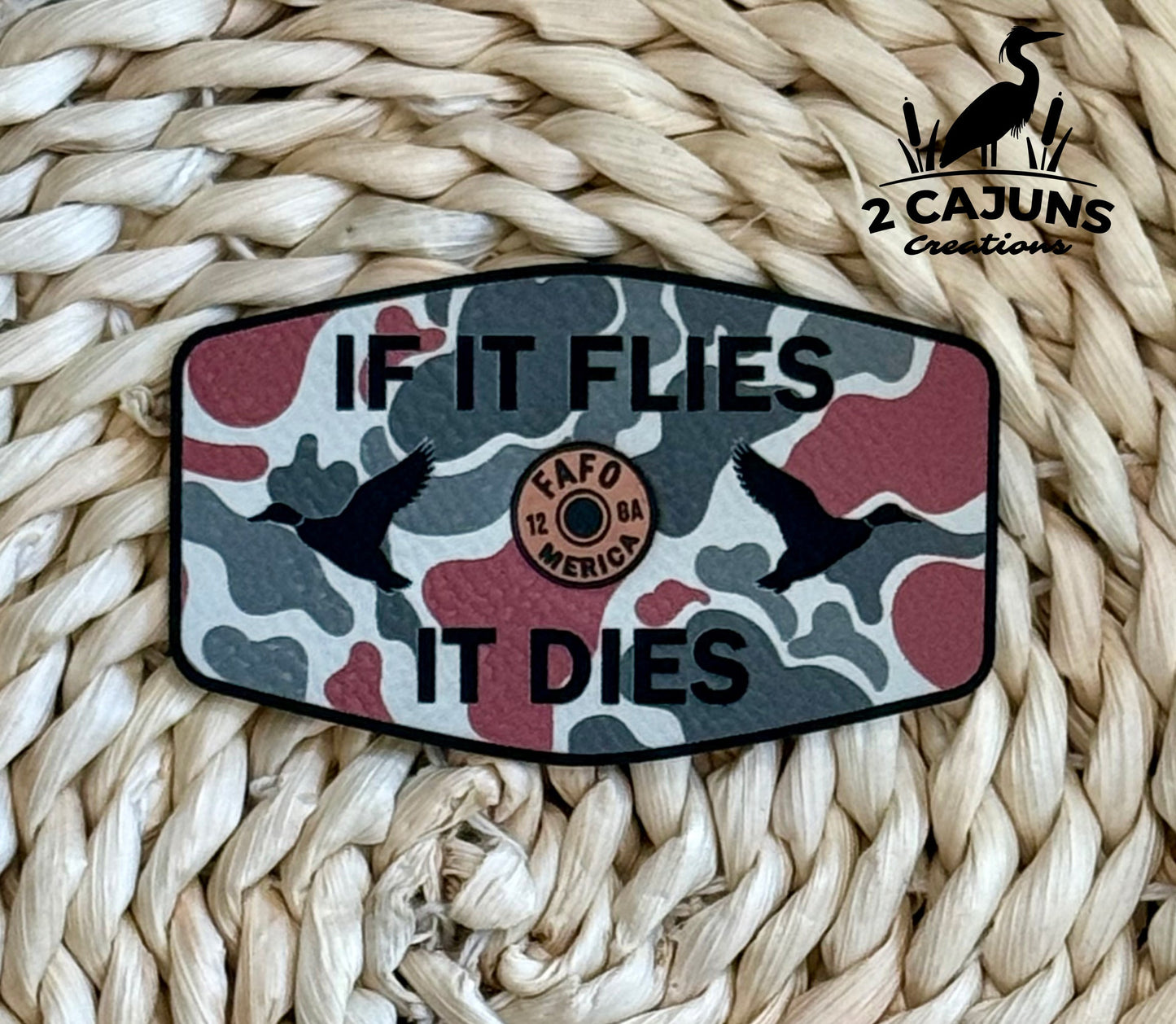 If It Flies Leatherette Hat Patch with Copper Acrylic Insert - FAFO Edition - 3 Colors Available