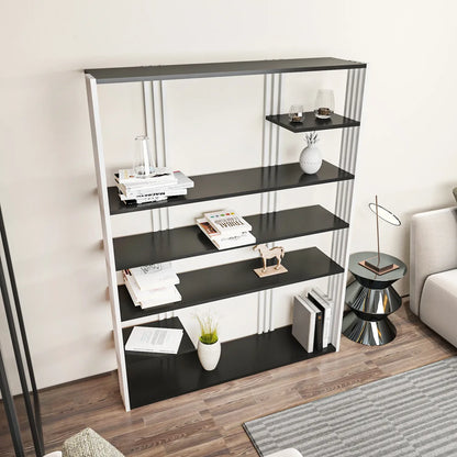 Jeni 63" Tall Metal Wood Bookcase | Bookshelf | Display Unit
