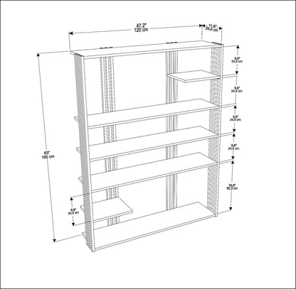 Jeni 63" Tall Metal Wood Bookcase | Bookshelf | Display Unit