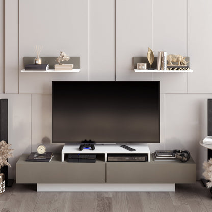 Lusi 71" Wide TV Stand for TVs up to 80" with 2 Wall Shelves
