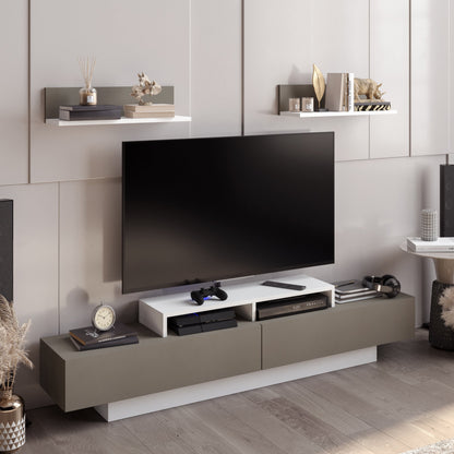 Lusi 71" Wide TV Stand for TVs up to 80" with 2 Wall Shelves