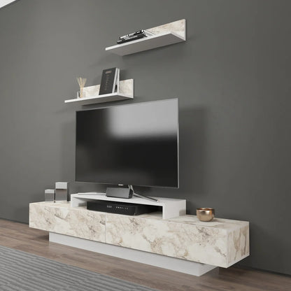 Lusi 71" Wide TV Stand for TVs up to 80" with 2 Wall Shelves