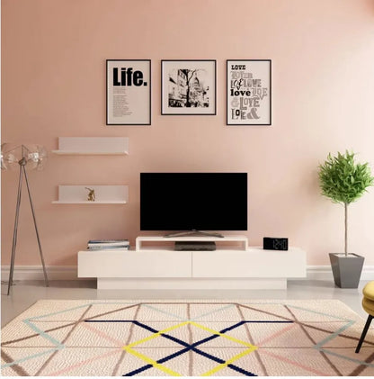 Lusi 71" Wide TV Stand for TVs up to 80" with 2 Wall Shelves
