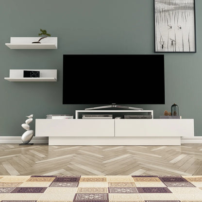 Lusi 71" Wide TV Stand for TVs up to 80" with 2 Wall Shelves