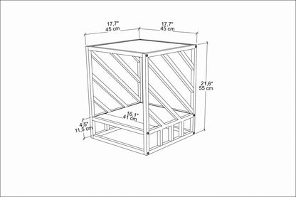 Norm 21 inch Tall Side End Table with Metal Frame