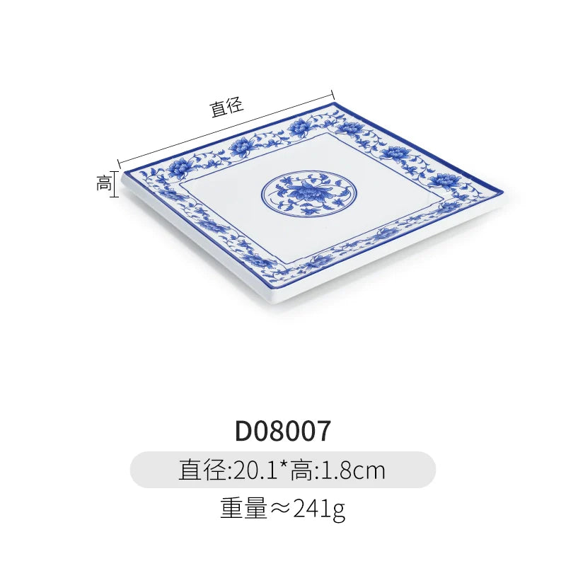 Melamine Dinnerware Blue and White Porcelain Snack Plate Special-Shaped Creative Tableware Commercial Use