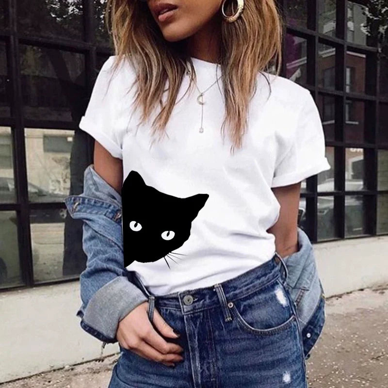 T-Shirts Short Sleeves Round Neck Cartoon Printing Comfortable