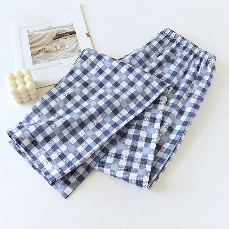 Men Pure Cotton Spring and Summer Pajama Pants