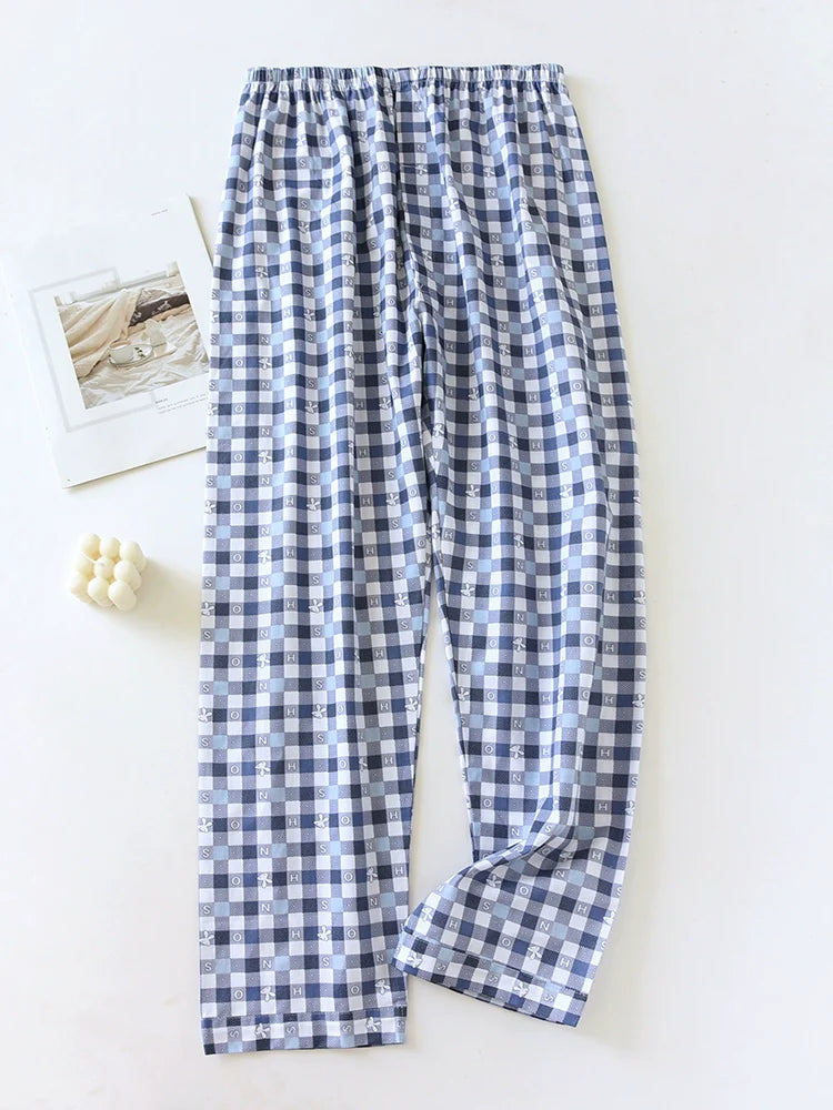 Men Pure Cotton Spring and Summer Pajama Pants