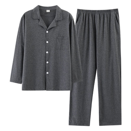 Cotton Couple Pajamas for Men and Women Spring and Autumn Pure Cotton Thin Plaid Long Sleeves Plus Size Outerwear
