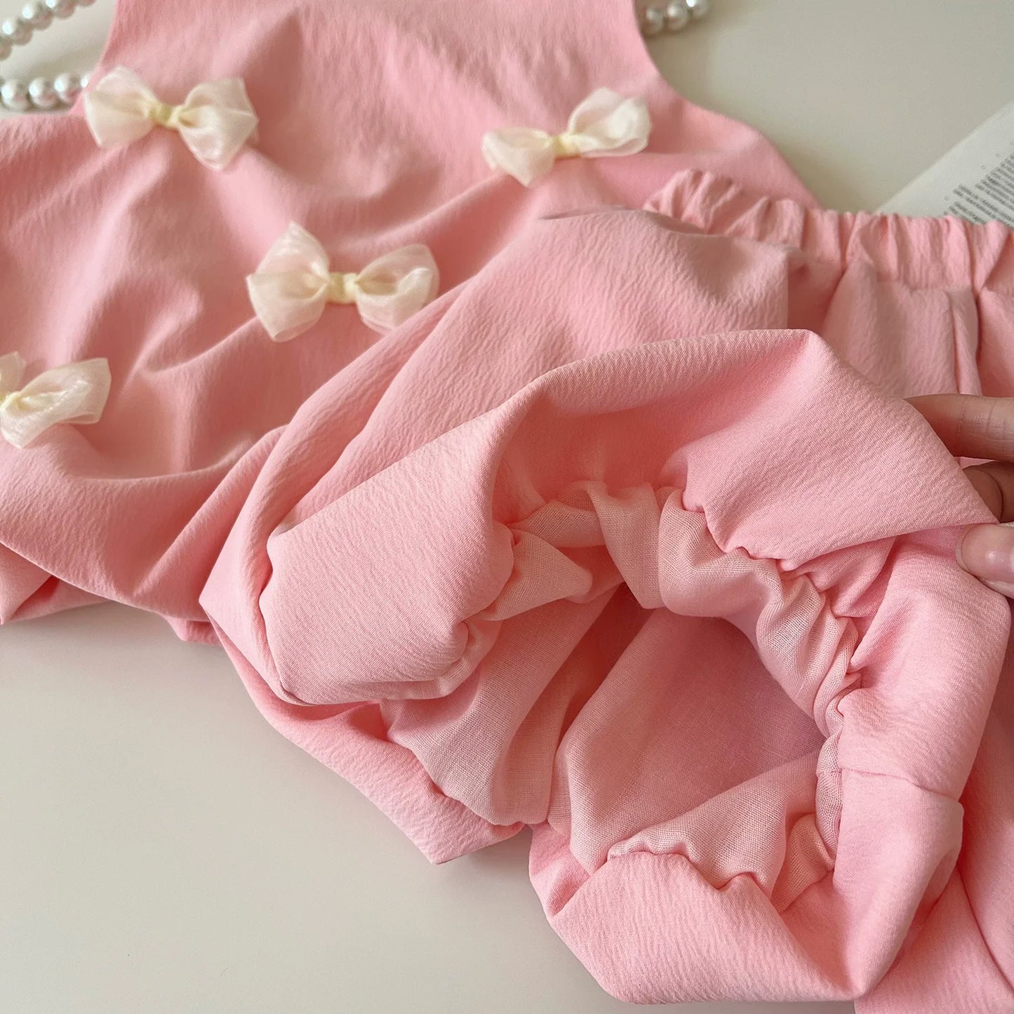 Summer K-style Sleeveless Vest Dress Baby Bows