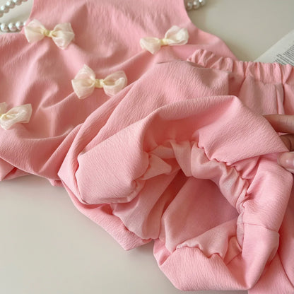 Summer K-style Sleeveless Vest Dress Baby Bows