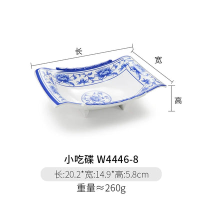 Melamine Dinnerware Blue and White Porcelain Snack Plate Special-Shaped Creative Tableware Commercial Use