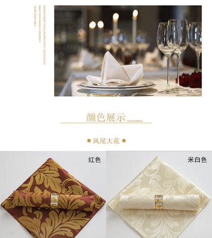 10-Piece High-End Jacquard Napkin Cloth and Rings Home Restaurant Banquet Napkin Cloth 48 * 48cm