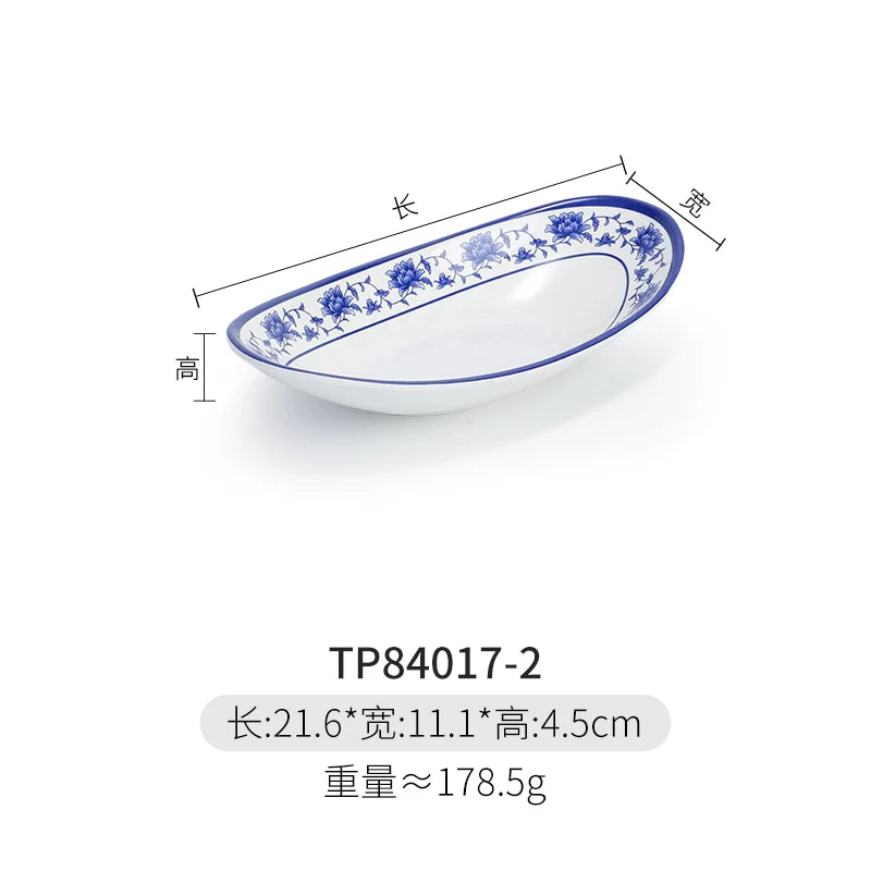 Melamine Dinnerware Blue and White Porcelain Snack Plate Special-Shaped Creative Tableware Commercial Use