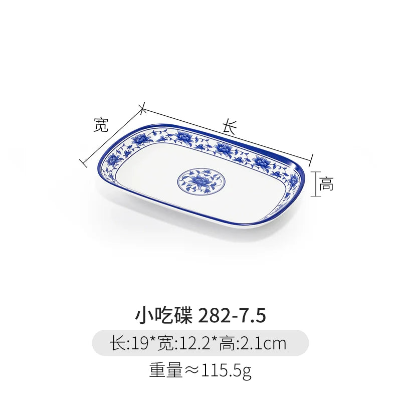 Melamine Dinnerware Blue and White Porcelain Snack Plate Special-Shaped Creative Tableware Commercial Use