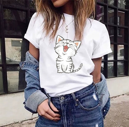 T-Shirts Short Sleeves Round Neck Cartoon Printing Comfortable