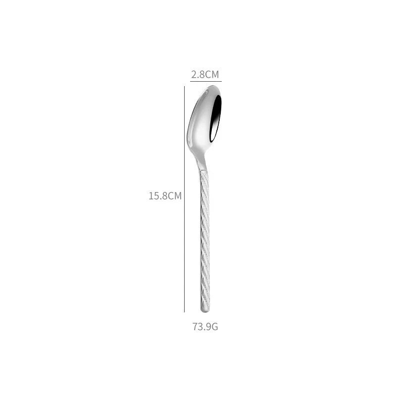 Home 304 Stainless Steel Steak Western Tableware Knife Fork Spoon 4 Pieces Combination Set Rice Spoon