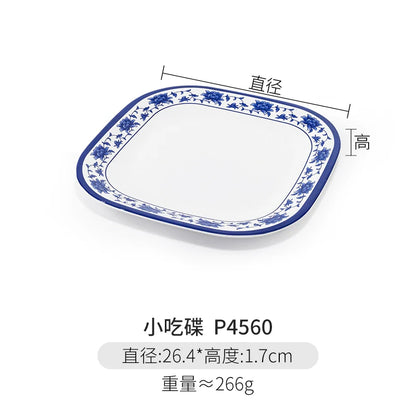 Melamine Dinnerware Blue and White Porcelain Snack Plate Special-Shaped Creative Tableware Commercial Use