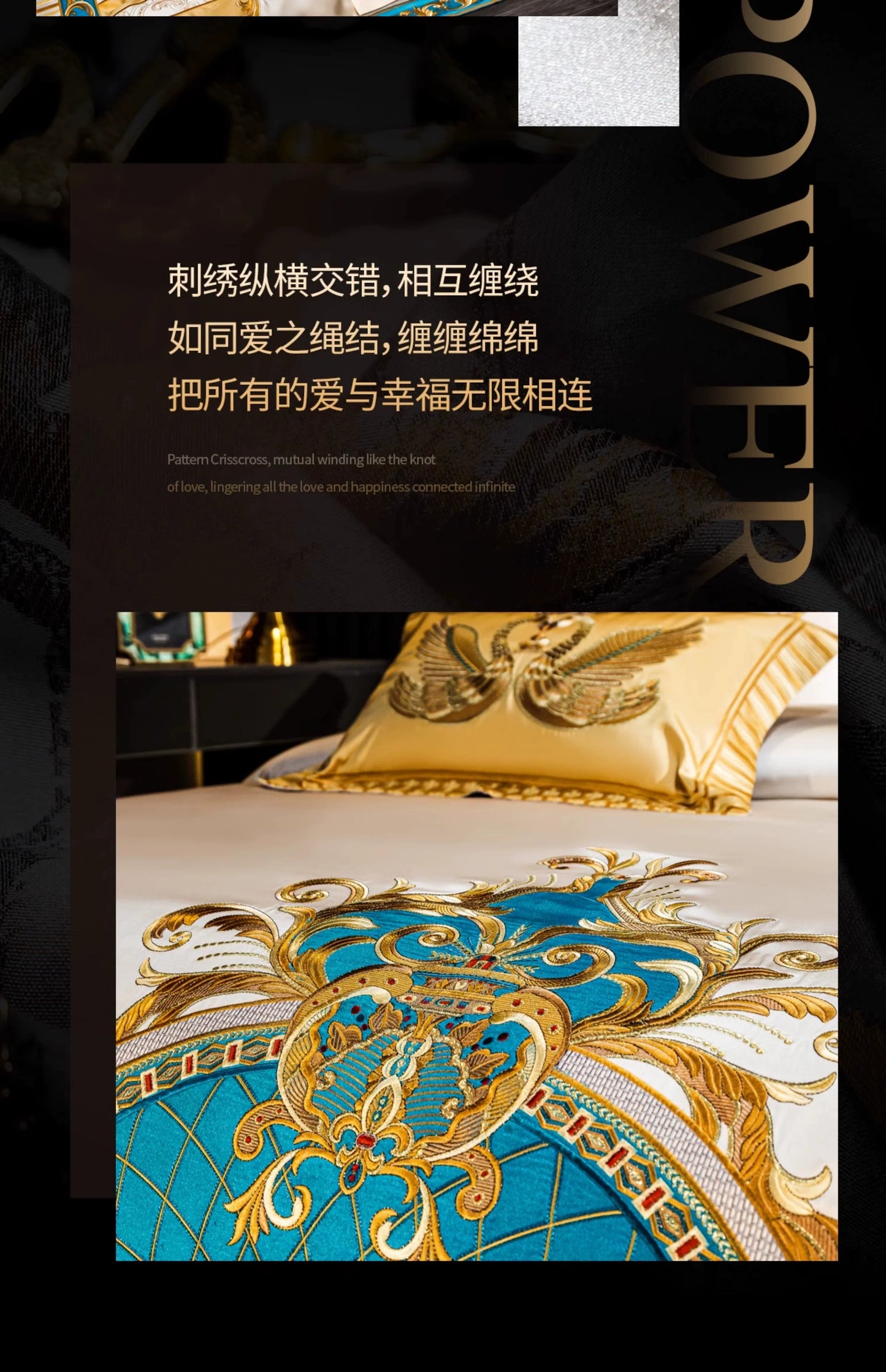 European Luxury Pure Cotton Satin Embroidery Bedding 4-10 Piece Set