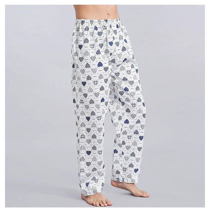 Men Pure Cotton Spring and Summer Pajama Pants