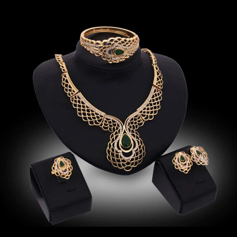 Fashion Inlaid Jewel Rhinestone Clavicle Chain Women's Banquet Earrings