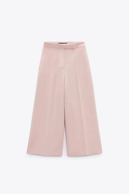 Spring High Waist Loose Pants Pants and Sleeveless V Neck Short Vest