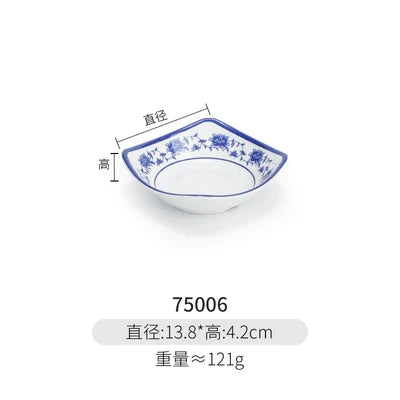 Melamine Dinnerware Blue and White Porcelain Snack Plate Special-Shaped Creative Tableware Commercial Use