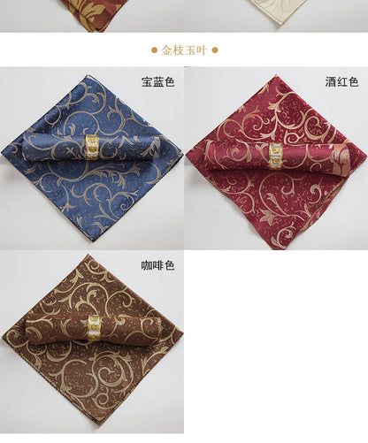 10-Piece High-End Jacquard Napkin Cloth and Rings Home Restaurant Banquet Napkin Cloth 48 * 48cm