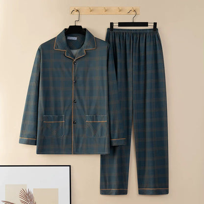 Men's Pajamas Cotton Long sleeve Trousers Two-piece Set