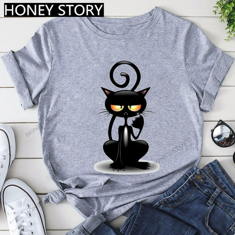 T-Shirts Short Sleeves Round Neck Cartoon Printing Comfortable