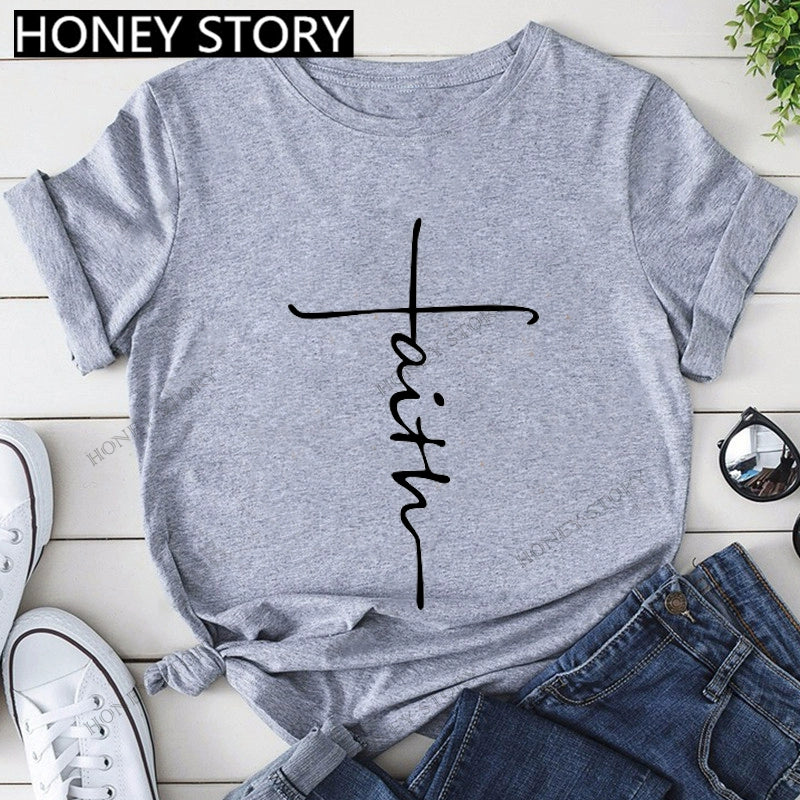 Short Sleeve T-Shirts Round Neck Cartoon Printing Comfortable
