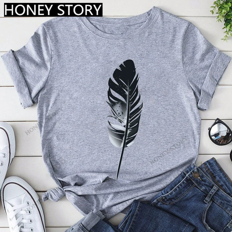 Short Sleeve T-Shirts Round Neck Cartoon Printing Comfortable