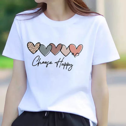 Butterfly Flower Summer Short Sleeve T-shirts Casual Thin Print
