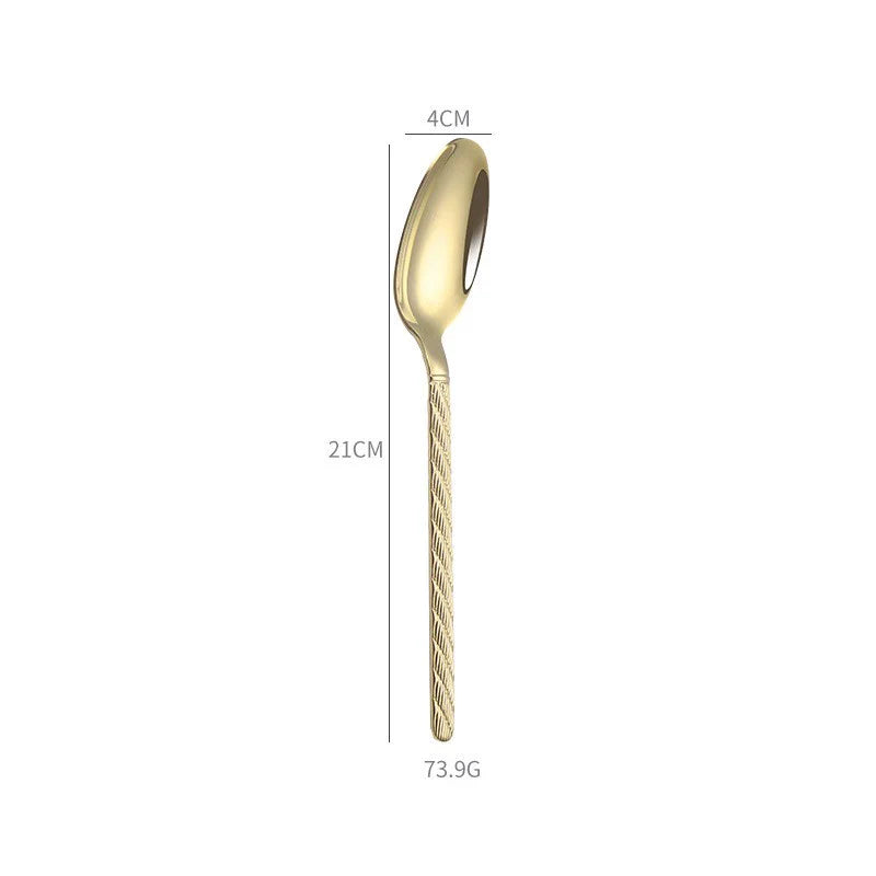 Home 304 Stainless Steel Steak Western Tableware Knife Fork Spoon 4 Pieces Combination Set Rice Spoon