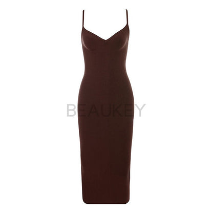 European and American Sexy Strappy Low-Cut Stretch Tight Dress