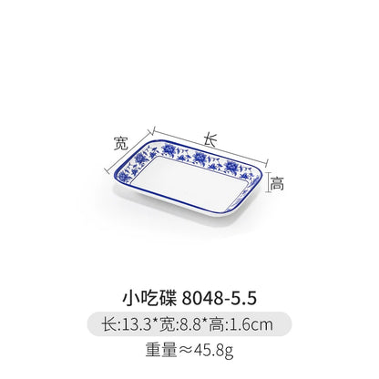 Melamine Dinnerware Blue and White Porcelain Snack Plate Special-Shaped Creative Tableware Commercial Use