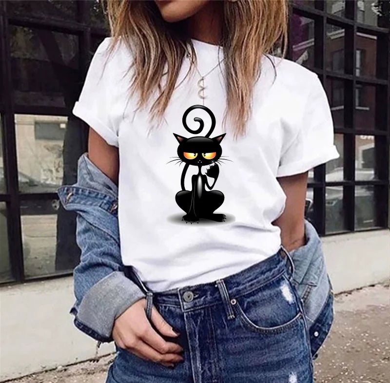 Short Sleeve T-Shirts Round Neck Cartoon Printing Comfortable