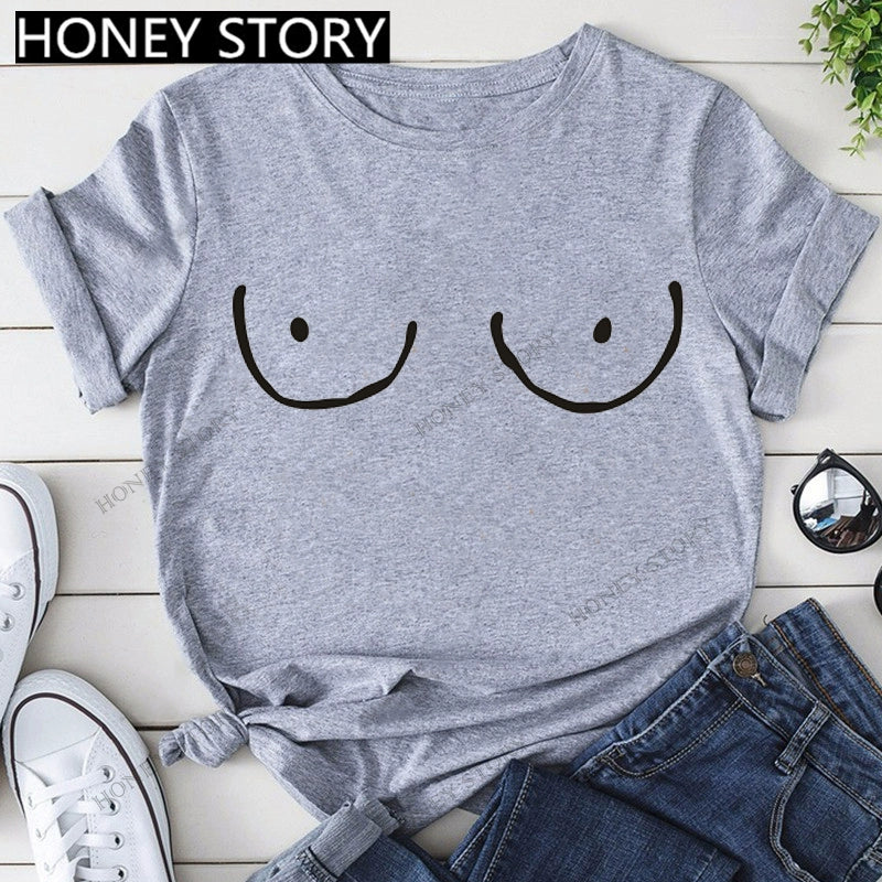 T-Shirts Short Sleeves Round Neck Cartoon Printing Comfortable