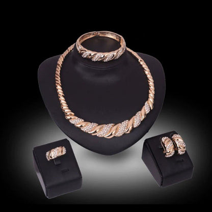 Fashion Inlaid Jewel Rhinestone Clavicle Chain Women's Banquet Earrings