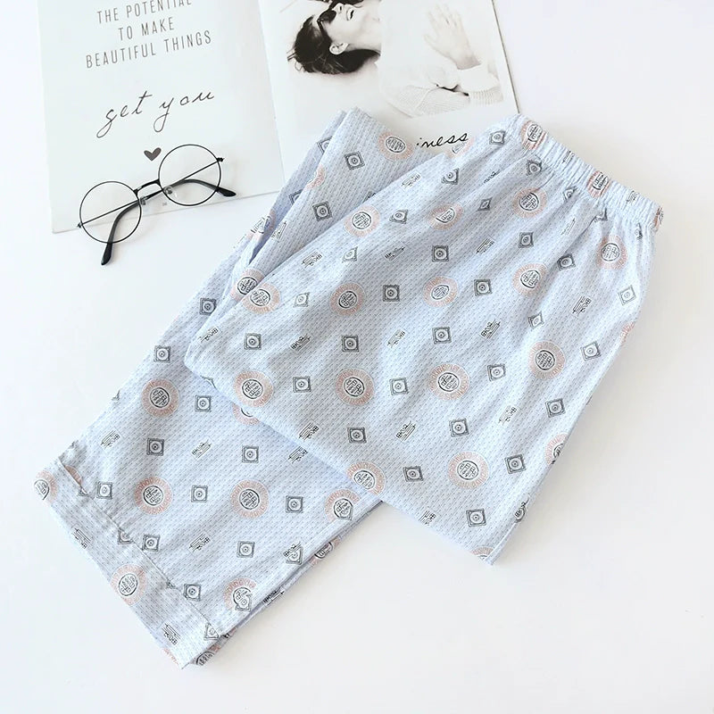 Men Pure Cotton Spring and Summer Pajama Pants