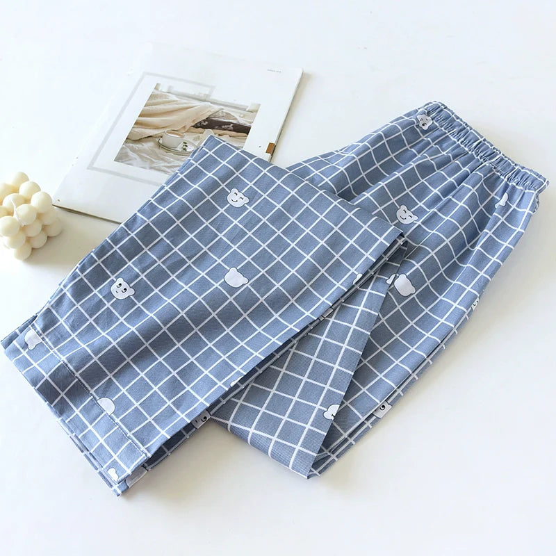 Men Pure Cotton Spring and Summer Pajama Pants