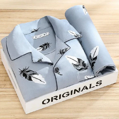Men's Pajamas Sleepwear Long Sleeves Pants Two-piece Set Pure Cotton